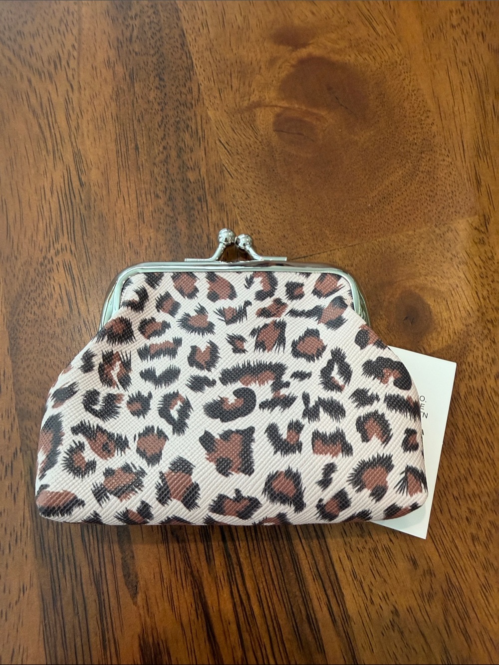 Leopard Print Mini Kiss-Lock Coin Purse - Brown/Black